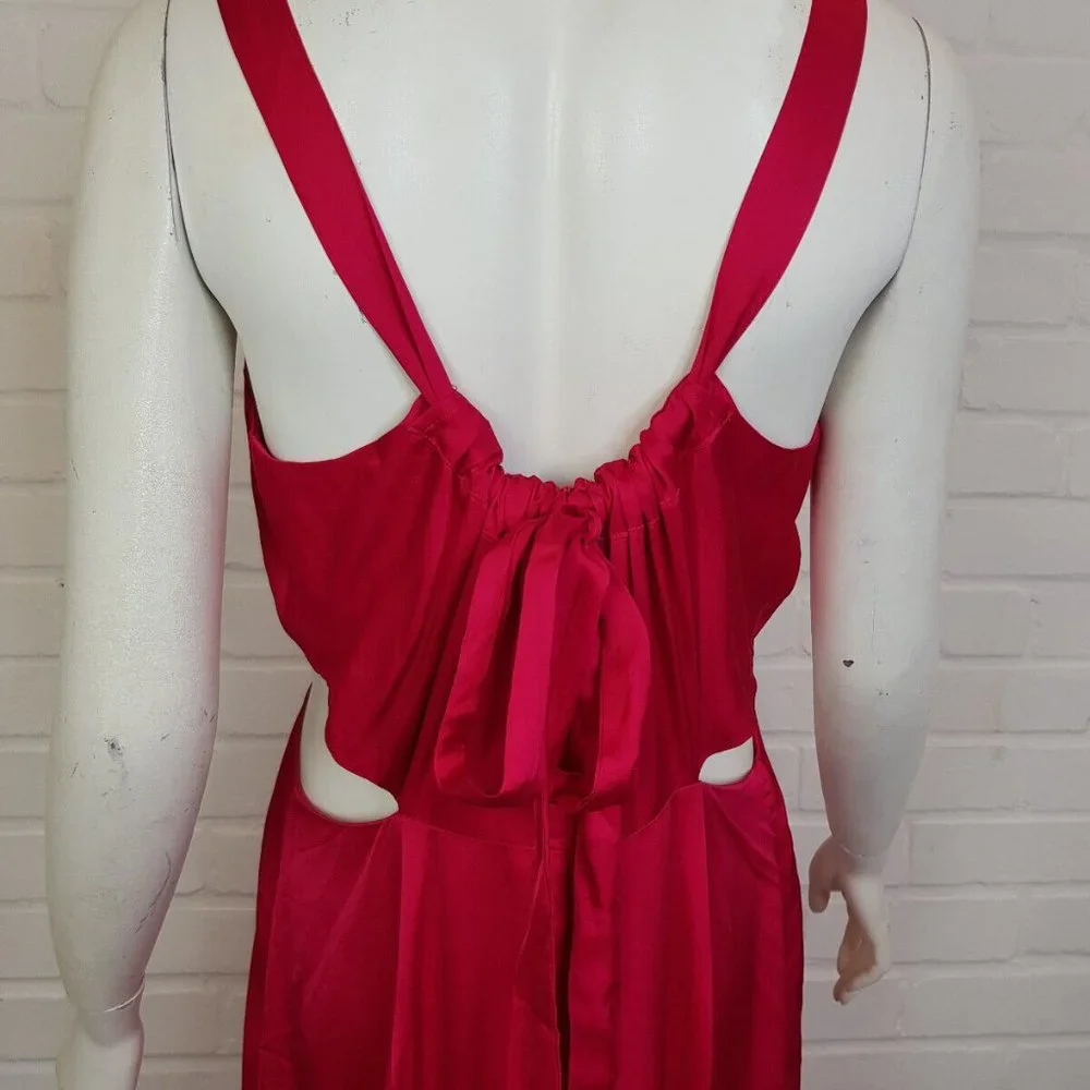 By Anthropologie Audrey Satin Midi Dress UK 16 US 12 Pink Cut Out BNWT - Picture 6 of 15